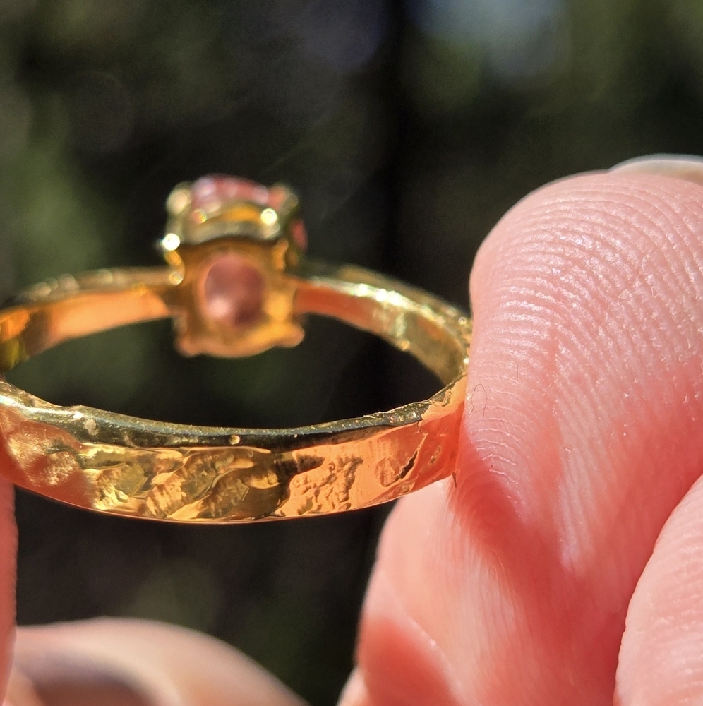 Spinel 2k Natural Raw Gemstone Sterling & Gold Ring Sz6.75 - Picture 8 of 10